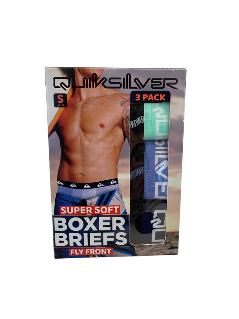 Quiksilver Men's Small 28-30 Super Soft Boxer Briefs Fly Front Black